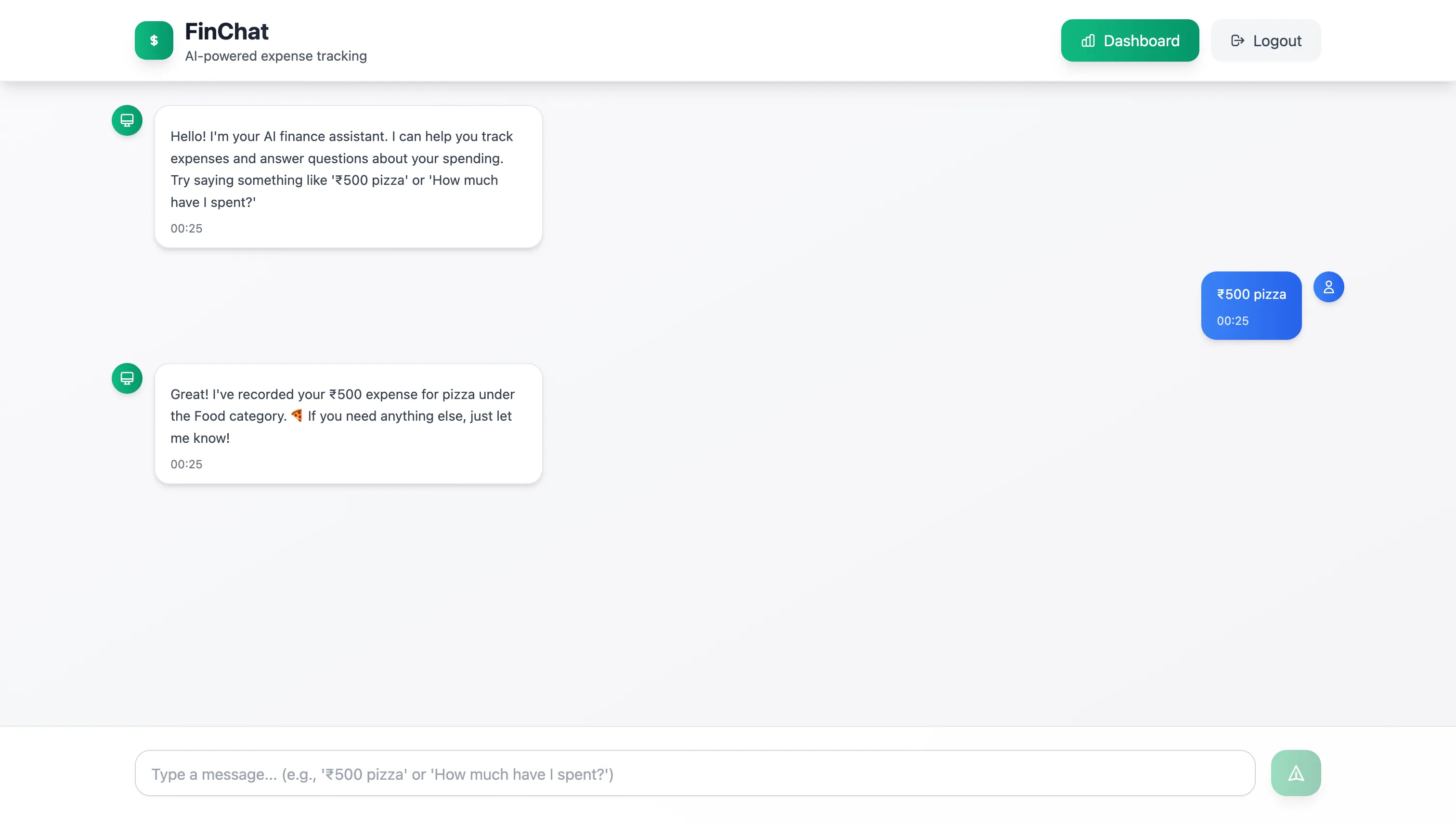 FinChat: Track your expenses just by chatting (powered by Modelence)